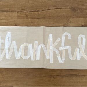 Thankful Table Runner in Cream and White
